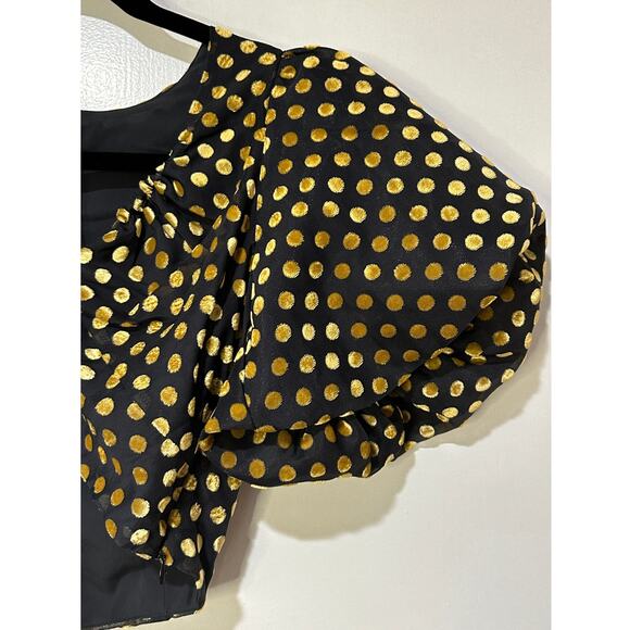 Rhode Resort Lana Top Size 0 XS NWT Dot Jacquard Print Puff Sleeves Tie Keyhole - Picture 6 of 13